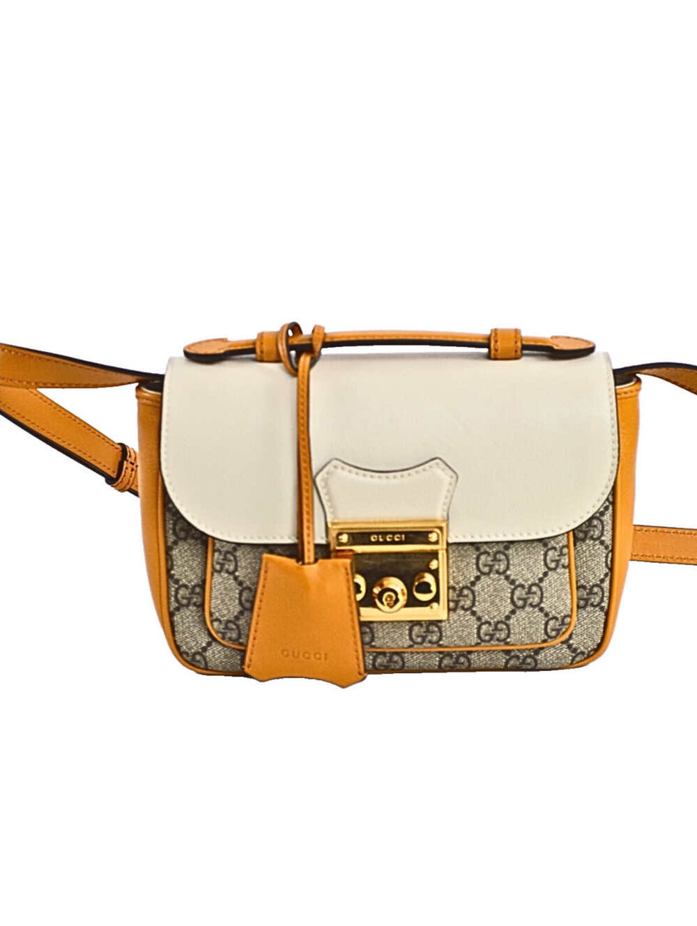 Gucci Padlock Front Pocket Flap Shoulder Bag GG Coated Canvas and Leather Mini